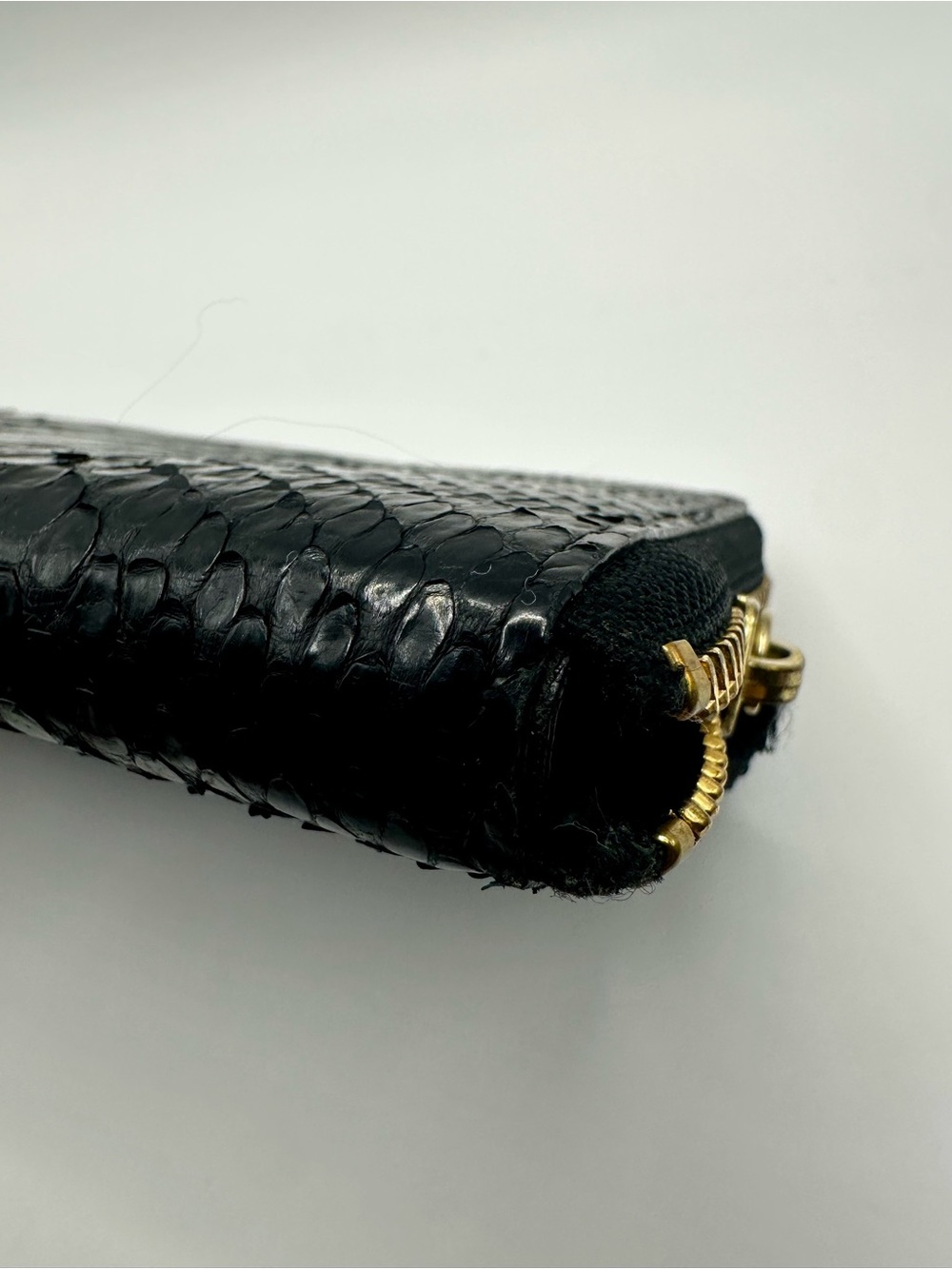 Black Python Zip-Around Women's Wallet - Picture 3 of 7